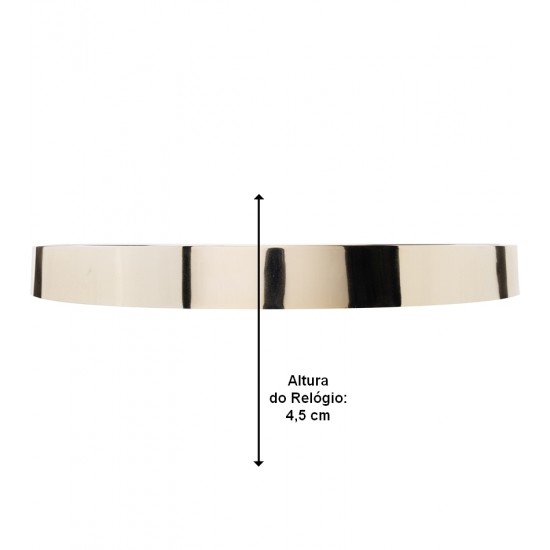 Relógio De Parede 30,5cm Por 4,5cm Quartz De Plástico Branco Com Dourado